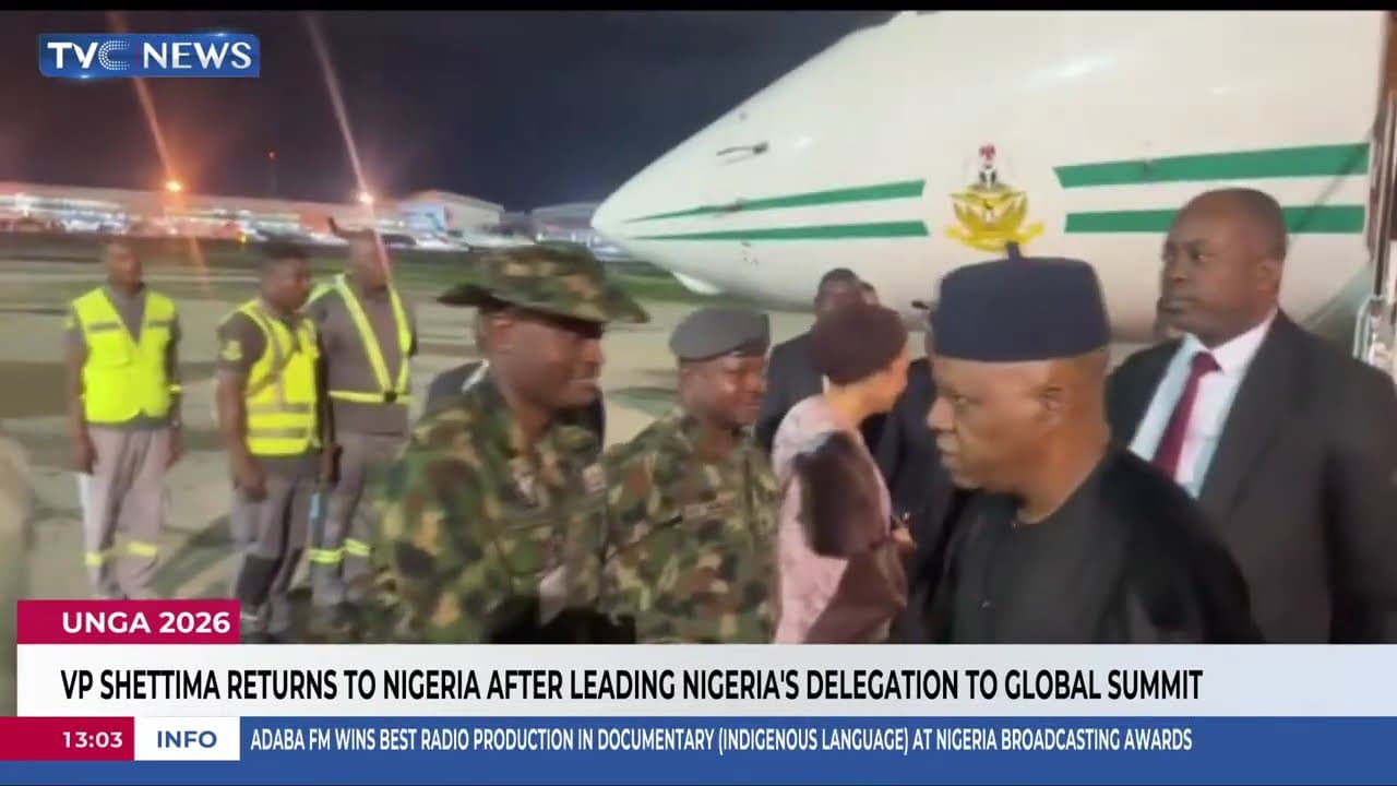 UNGA 2026: VP Shettima Returns To Nigeria After Leading Nigeria's Delegation To Global Summit
