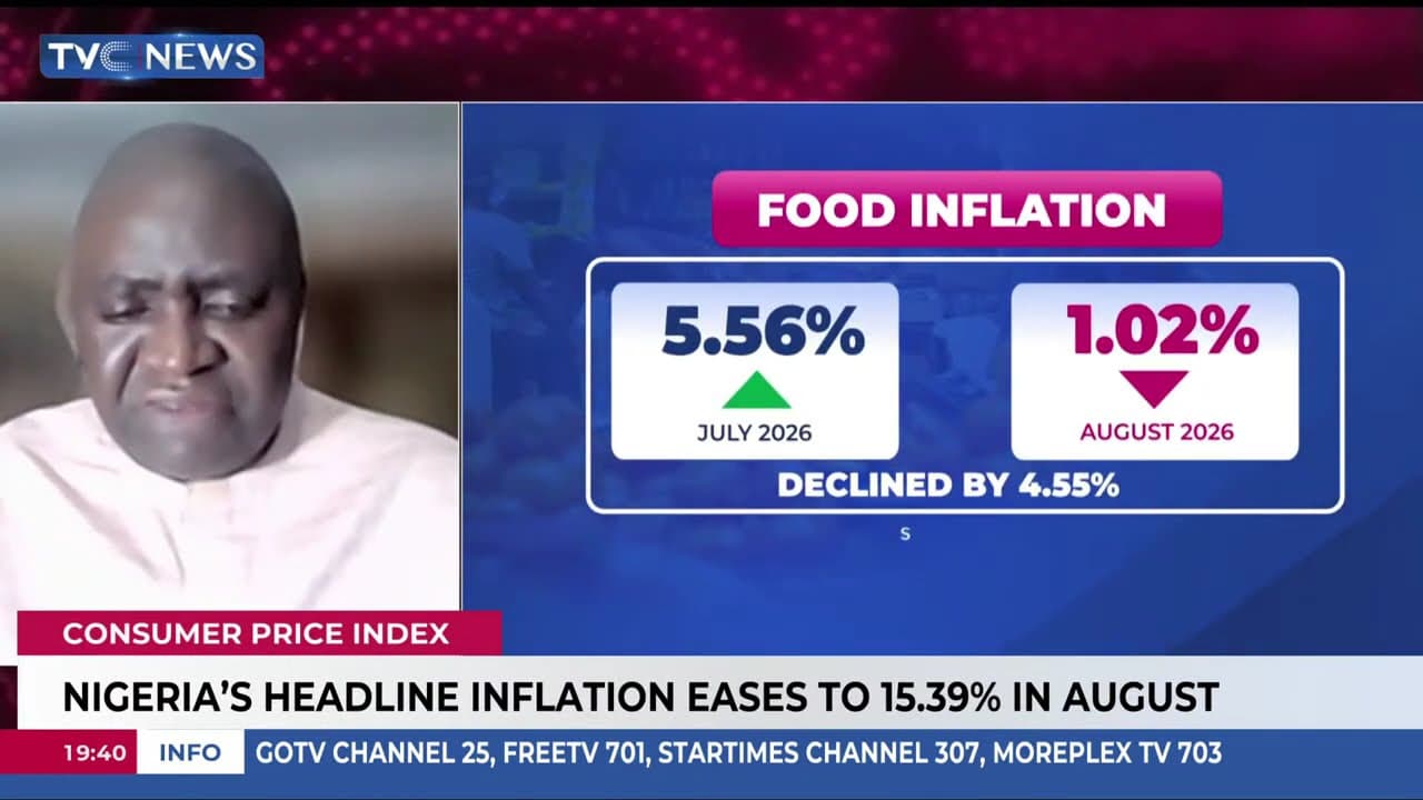 Nigeria's Headline Inflation Eases  To 15.39% In August