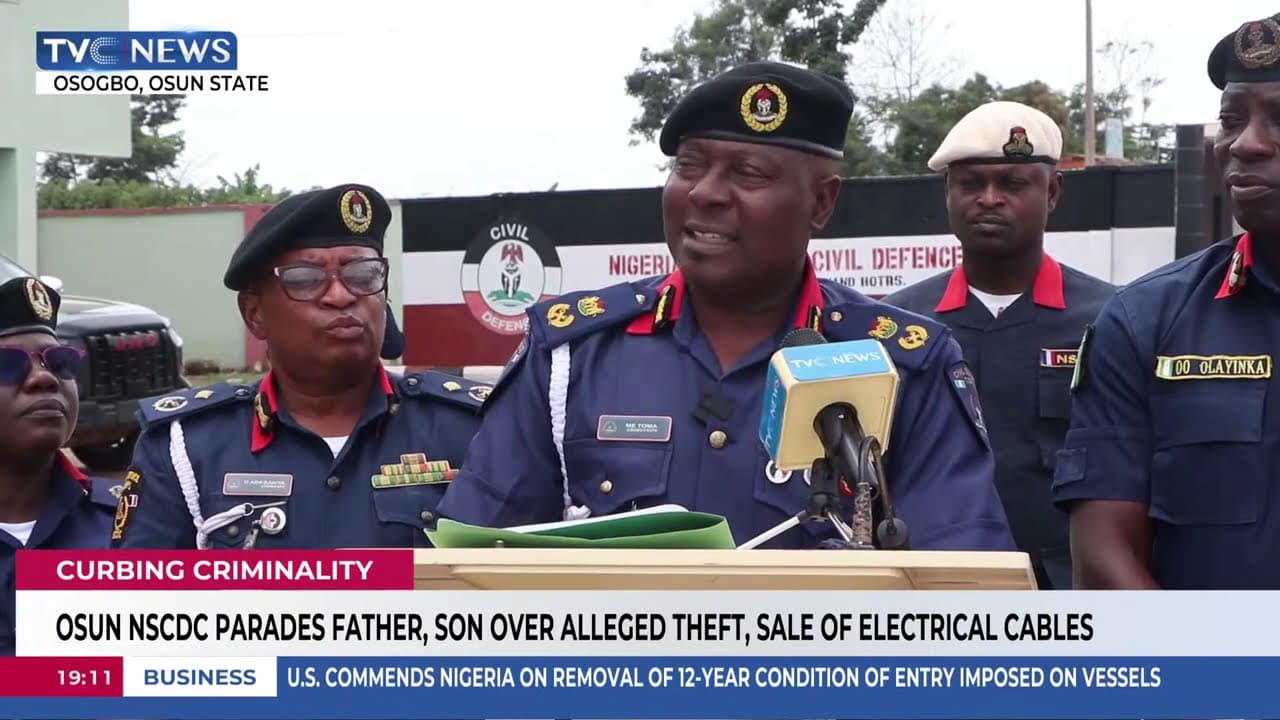 Osun NSCDC Parades Father, Son Over Alleged Theft, Sale of Electrical Cables
