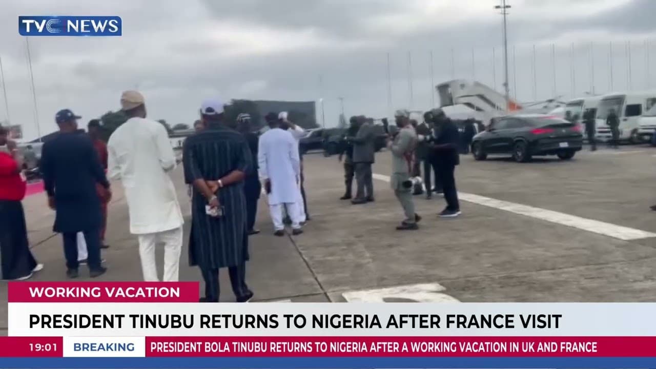 President Tinubu Returns To Nigeria After France Visit