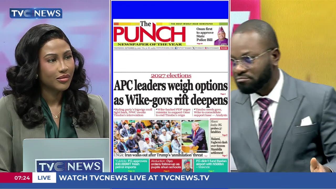 TVC Newspaper Review: No Vacuum In Aso Villa Over Tinubu's Vacation - Akpabio