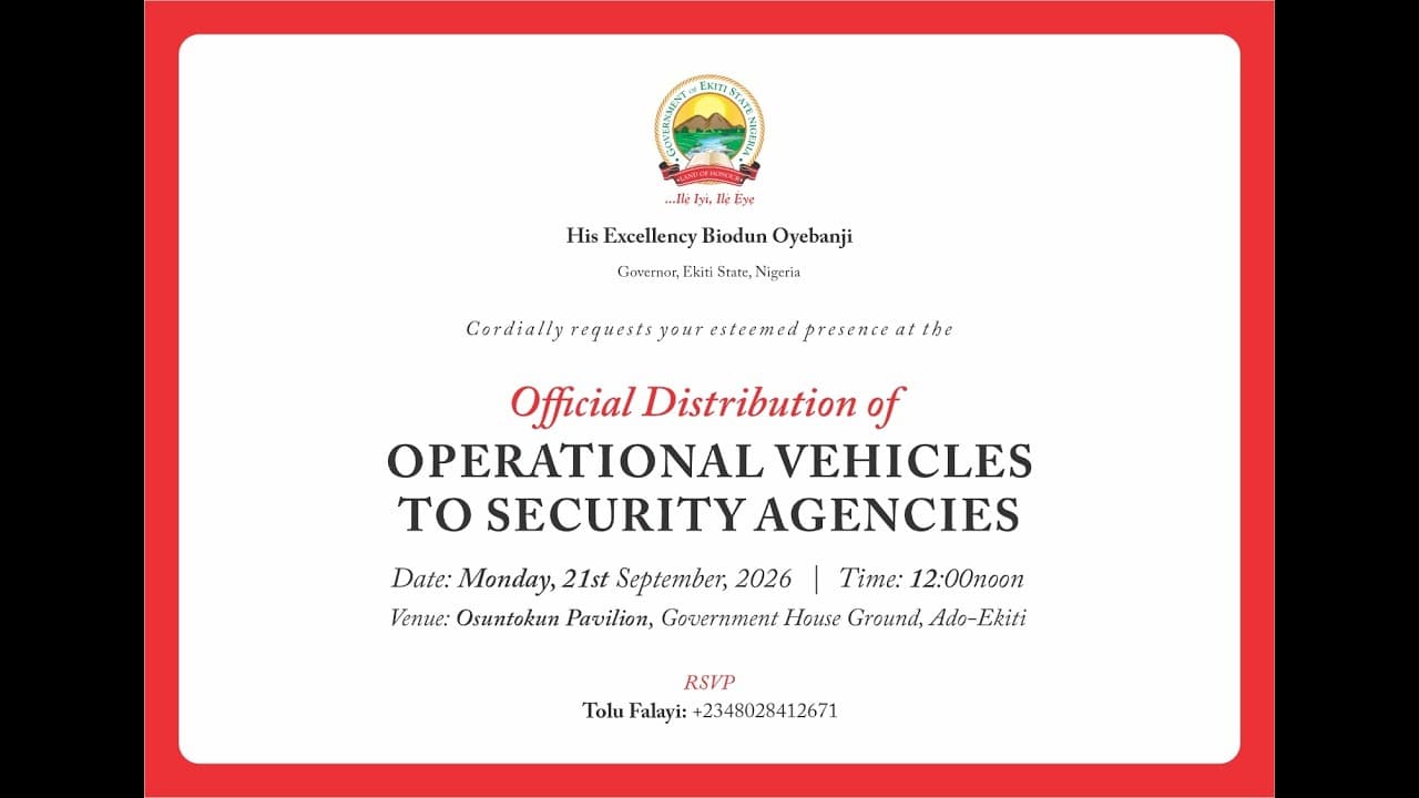 LIVE [EKITI]: OFFICIAL DISTRIBUTION OF OPERATIONAL VEHICLES TO SECURITY AGENCIES