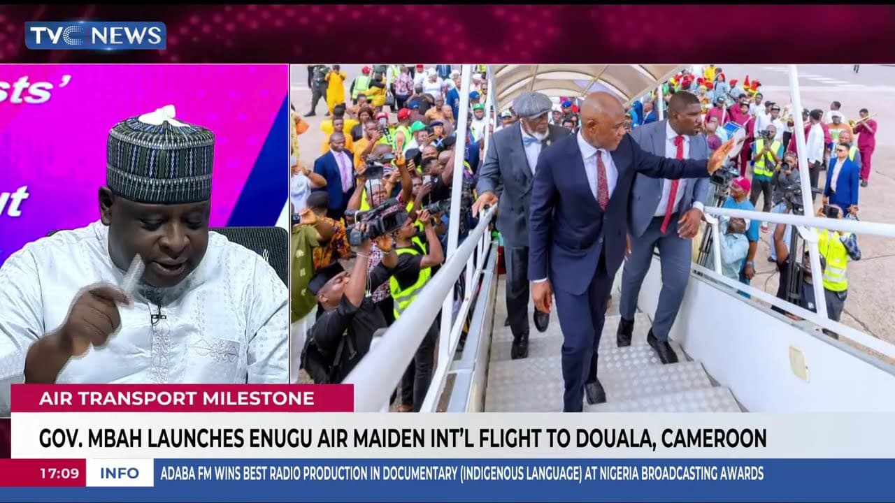 Gov. Mbah Launches Enugu Air Maiden Int'l Flight To Douala, Cameroon