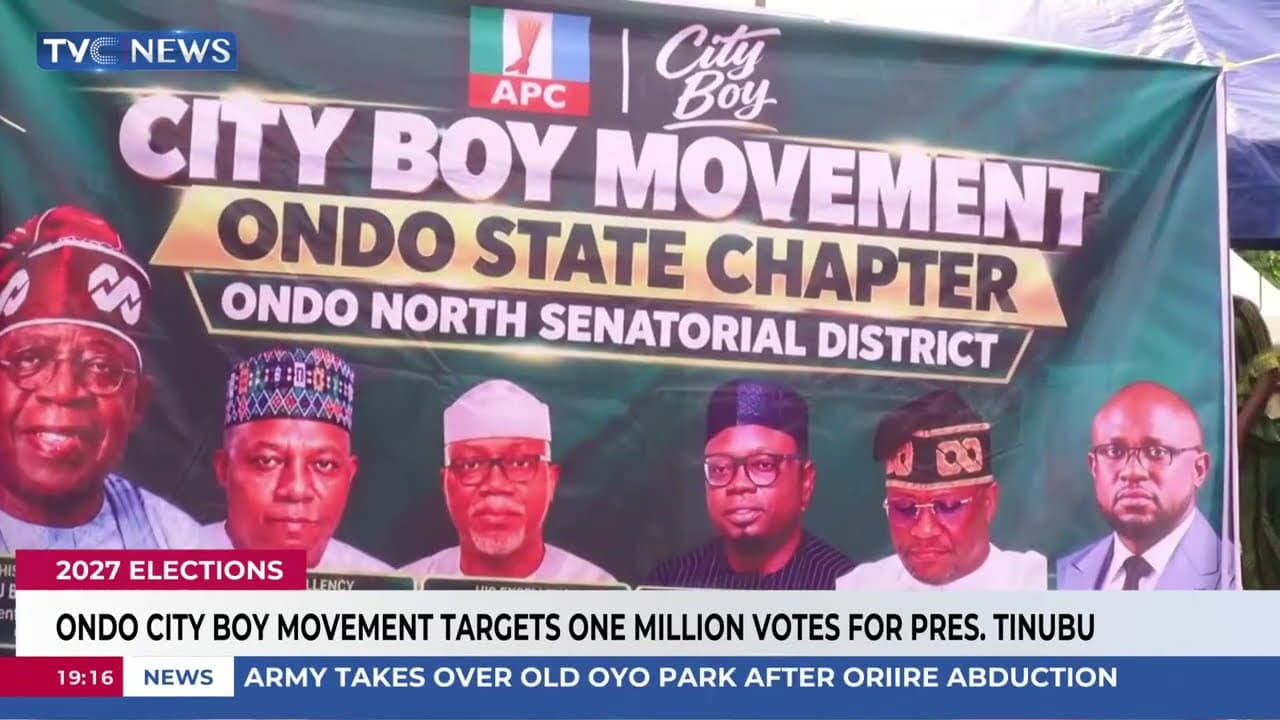 Ondo City Boy Movement Targets One Million Votes For Tinubu In 2027